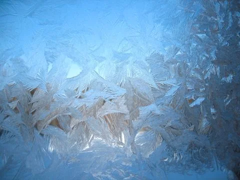 Frozen winter window Stock Photos