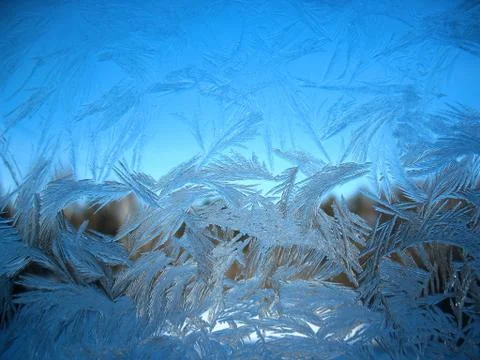 Frozen winter window Stock Photos