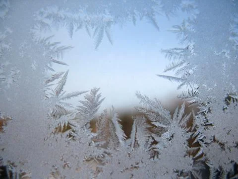 Frozen winter window Stock Photos