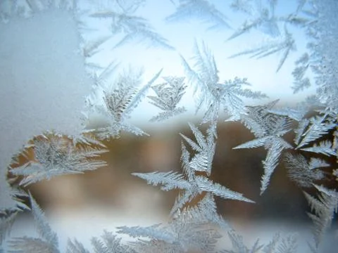 Frozen winter window Stock Photos