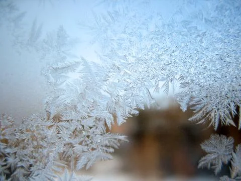 Frozen winter window Stock Photos