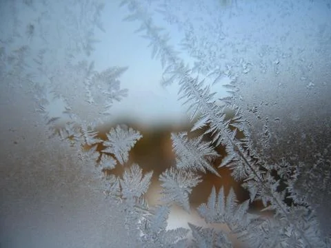 Frozen winter window Stock Photos