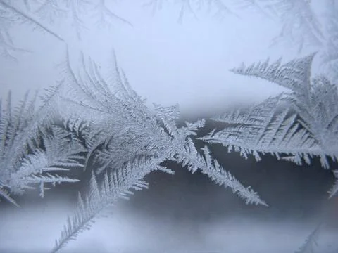 Frozen winter window Stock Photos