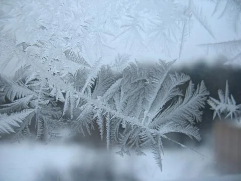 Frozen winter window Stock Photos