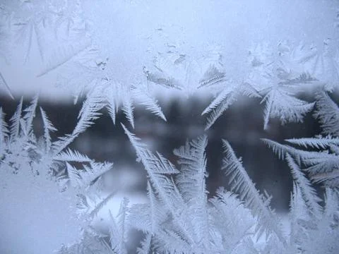 Frozen winter window Stock Photos