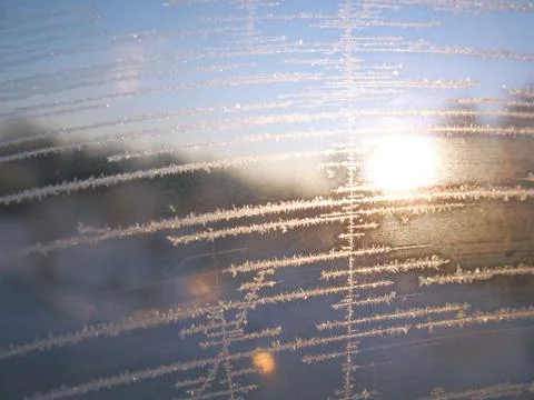 Frozen winter window Stock Photos
