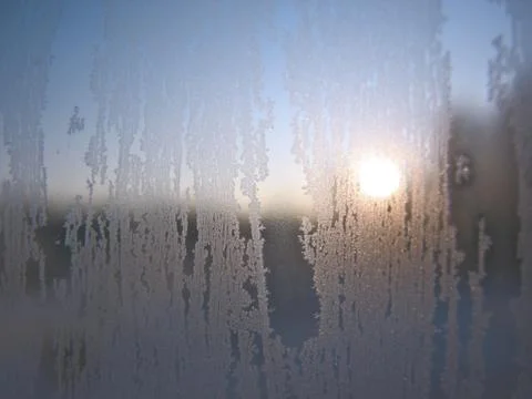 Frozen winter window Stock Photos