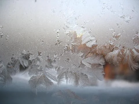 Frozen winter window Stock Photos