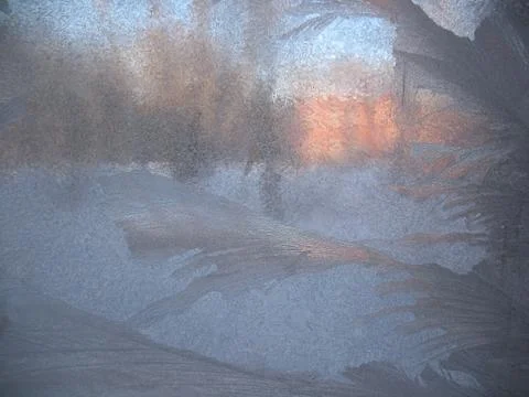 Frozen winter window Stock Photos