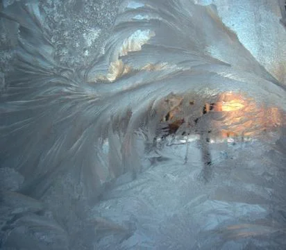 Frozen winter window Stock Photos