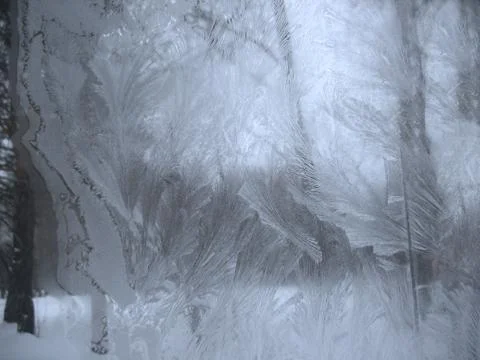 Frozen winter window Stock Photos