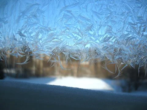 Frozen winter window Stock Photos