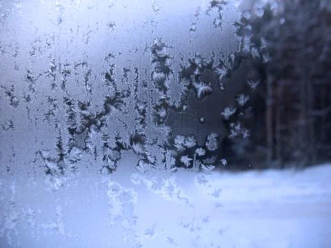 Frozen winter window Stock Photos