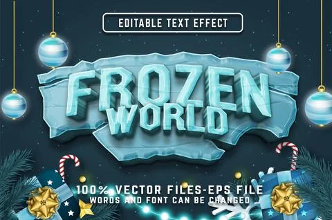 Frozen World 3d editable Text Effect Premium Vectors Illustrazione stock