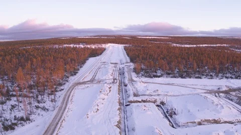 Frozen Yakutiya - gas pipe - cold sunset Vídeo Stock 123773003