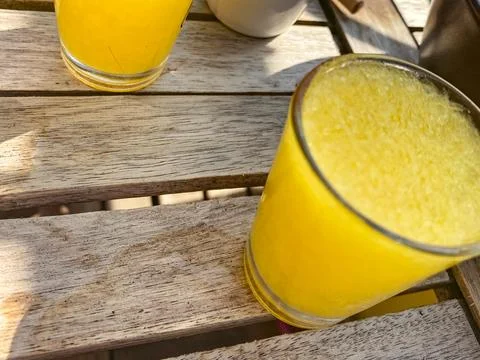 Frozen Yellow Drinks Stock Photos