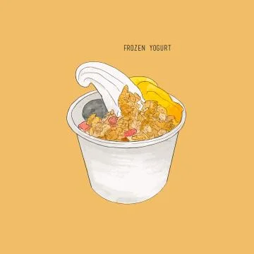 Frozen yogurt sketch vector. Stock Illustration