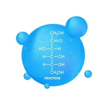 Fructose Molecular Formula Structure Inside Blue Sphere Stock Illustration