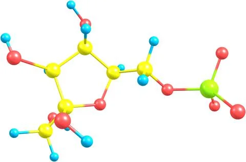 Fructose molecular structure on white background Stock Illustration