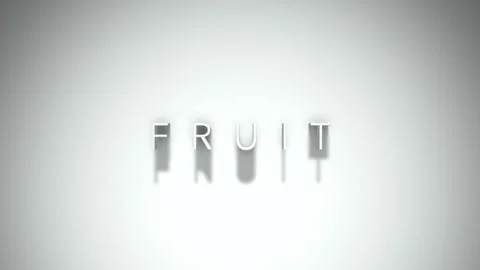 Fruit 3D title animation with shadows on a white background Stock Footage 296003423