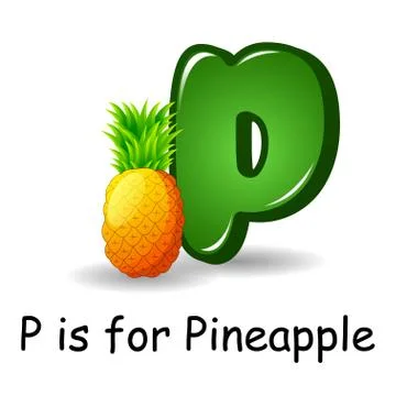 Fruit alphabet, P is for Pineapple 스톡 일러스트