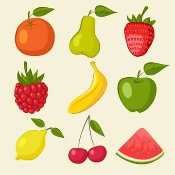 Fruit and berries icons Stock-Illustration