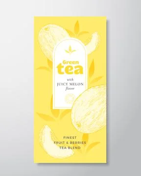 Fruit and Berries Tea Label Template. Abstract Vector Packaging Design Layout Stock Illustration