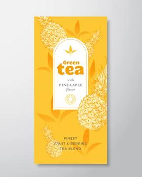 Fruit and Berries Tea Label Template. Abstract Vector Packaging Design Layout Stock Illustration