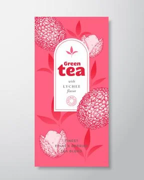 Fruit and Berries Tea Label Template. Abstract Vector Packaging Design Layout Stock Illustration