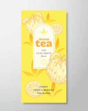 Fruit and Berries Tea Label Template. Abstract Vector Packaging Design Layout Stock Illustration