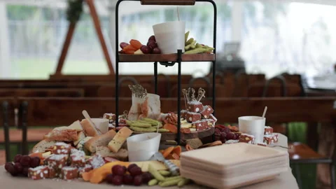 Fruit and Cheese Buffet Stock Footage 254365814