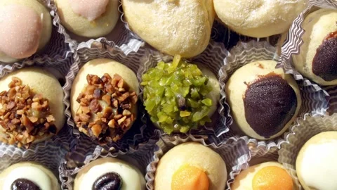 Fruit and chocolate pastries Stock Footage 141805376