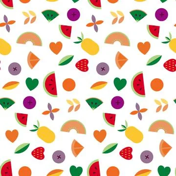 Fruit and leaves abstract vector seamless pattern. Stock Illustration