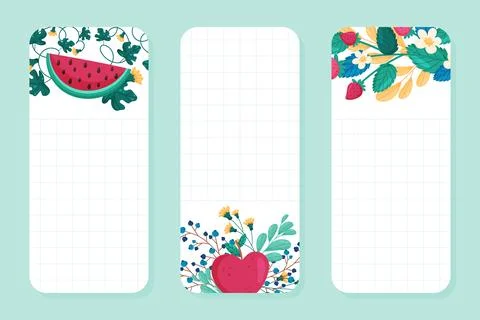 Fruit and Leaves Empty Note Card Design with Sweet Plant Vector Template Stockillustratie