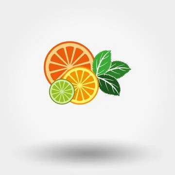 Fruit and mint. Stock Illustration