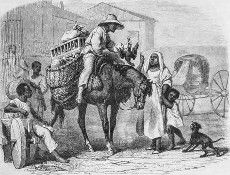Fruit and poultry merchants in Cuba, the picturesque magazin, editor Edouard Stock Illustration