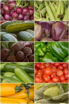 Fruit and Vegetable Collage Stock Photos