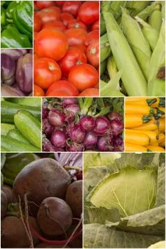 Fruit and Vegetable Collage Stock Photos