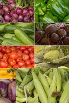 Fruit and Vegetable Collage Stock Photos