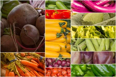 Fruit and Vegetable Collage Stock Photos
