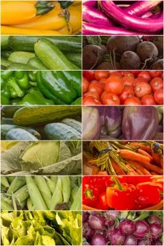 Fruit and Vegetable Collage Stock Photos