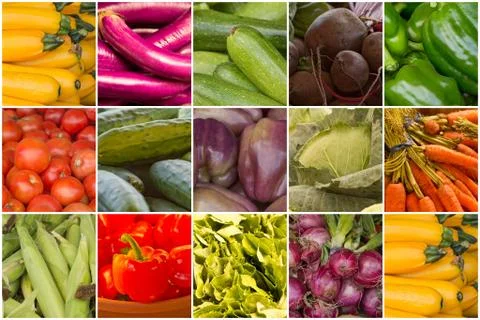 Fruit and Vegetable Collage Stock Photos