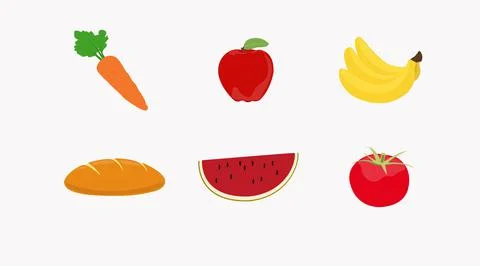 Fruit and Vegetable Icon Set. Stock Illustration