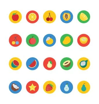 Fruit and Vegetable Icons Stock Illustration