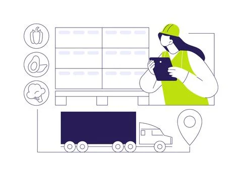 Fruit and vegetable import abstract concept vector illustration. Stock Illustration