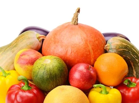 Fruit and vegetable isolated on white background Stock-Fotos