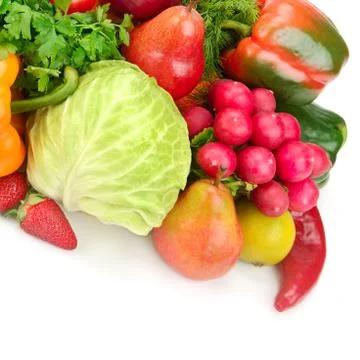 Fruit and vegetable isolated on white background Stock Photos