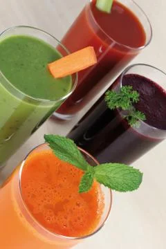 Fruit and vegetable juices Stock Photos