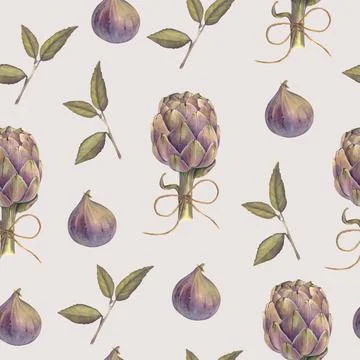 Fruit and vegetable seamless vector pattern. Stock Illustration