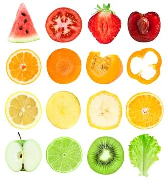 Fruit and vegetable slices Stock Photos